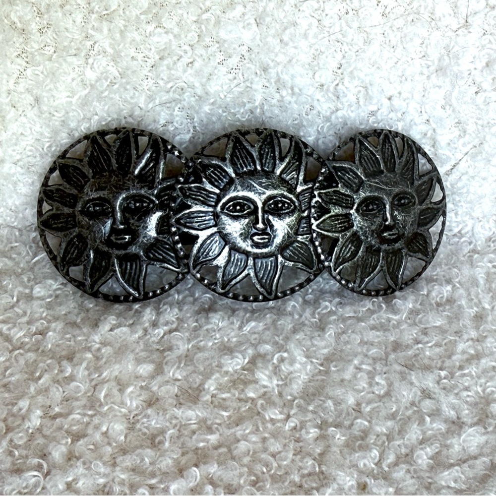 Triple Sun Silver 90s metal barrette